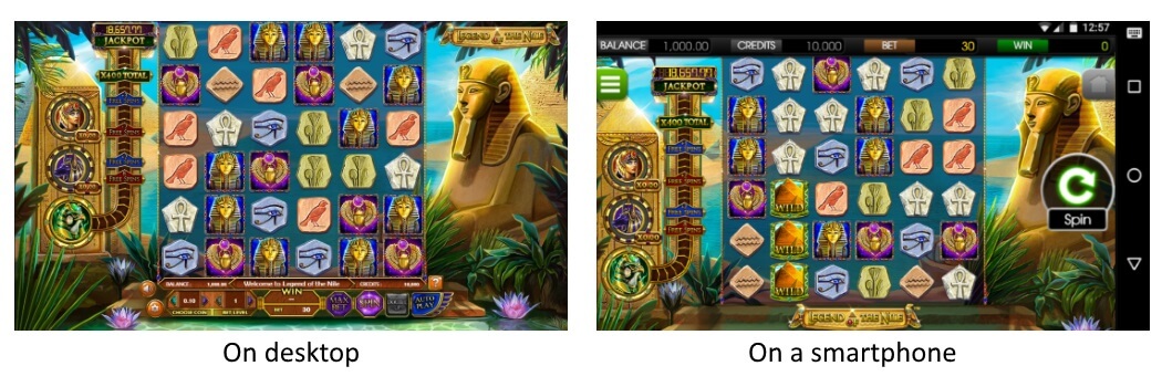 Legend of the Nile on desktop and on a smartphone